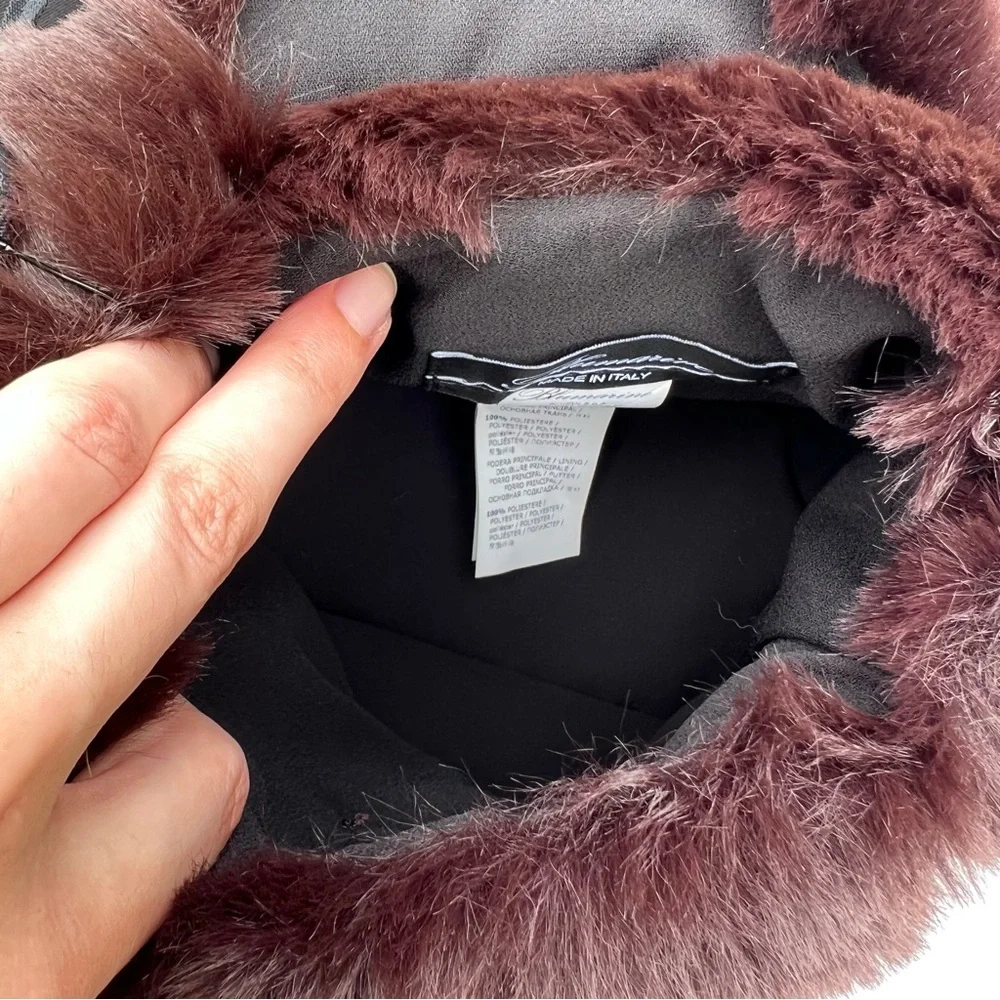 Blumarine faux fur bag with rhinestone logo - Picture 11 of 12